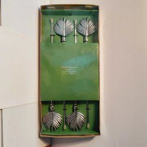 Pottery Barn Tropical Palm Skewers Set Of 4 Stainless Steel Tines 16.5"